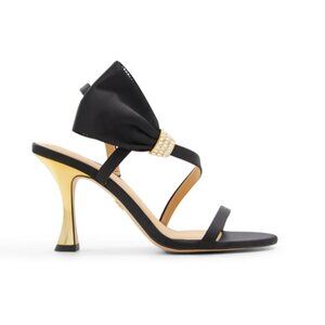 NEW TED BAKER Belle Bow Embellishment Satin Heeled Sandals in black 725 5j3